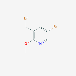 Chemical structure of 5-Bromo-3-(bromomethyl)-2-methoxypyridine