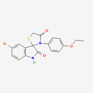 Chemical structure of 5-Bromo-3'-(4-ethoxyphenyl)spiro[indoline-3,2'-thiazolidine]-2,4'-dione