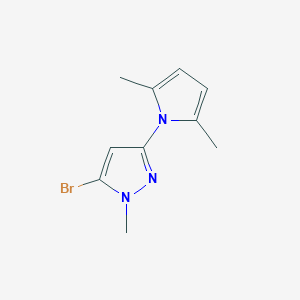 Chemical structure of 5-Bromo-3-(2,5-dimethyl-1H-pyrrol-1-yl)-1-methyl-1H-pyrazole