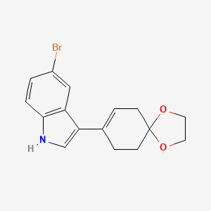 Chemical structure of 5-Bromo-3-(1,4-dioxaspiro[4.5]dec-7-en-8-yl)-1H-indole