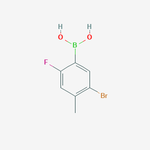 Chemical structure of 5-Bromo-2-fluoro-4-methylphenylboronic acid