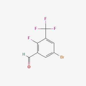 Chemical structure of 5-Bromo-2-fluoro-3-(trifluoromethyl)benzaldehyde