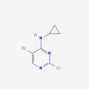 Chemical structure of 5-Bromo-2-chloro-N-cyclopropylpyrimidin-4-amine