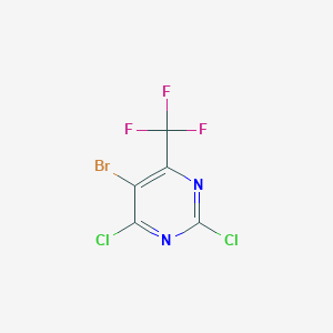 Chemical structure of 5-Bromo-2,4-dichloro-6-(trifluoromethyl)pyrimidine