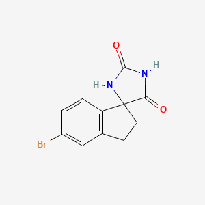 Chemical structure of 5'-Bromo-2',3'-dihydrospiro[imidazolidine-4,1'-indene]-2,5-dione