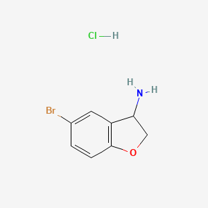 Chemical structure of 5-Bromo-2,3-dihydrobenzofuran-3-amine hydrochloride