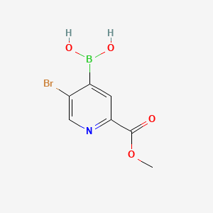 Chemical structure of 5-Bromo-2-(methoxycarbonyl)pyridine-4-boronic acid