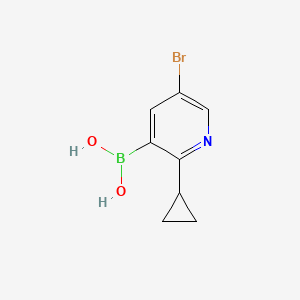 Chemical structure of 5-Bromo-2-(cyclopropyl)pyridine-3-boronic acid