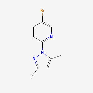 Chemical structure of 5-bromo-2-(3,5-dimethyl-1H-pyrazol-1-yl)pyridine