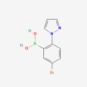 Chemical structure of 5-Bromo-2-(1H-pyrazol-1-yl)phenylboronic acid