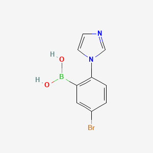 Chemical structure of 5-Bromo-2-(1H-imidazol-1-yl)phenylboronic acid