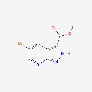 Chemical structure of 5-bromo-1H-pyrazolo[3,4-b]pyridine-3-carboxylic acid
