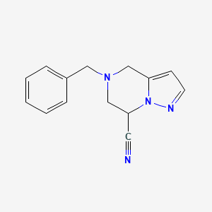 Chemical structure of 5-Benzyl-4,5,6,7-tetrahydropyrazolo[1,5-a]pyrazine-7-carbonitrile