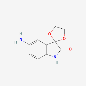 Chemical structure of 5'-aminospiro[1,3-dioxolane-2,3'-indol]-2'(1'H)-one