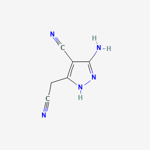 Chemical structure of 3-Amino-4-cyano-5-cyanomethylpyrazole