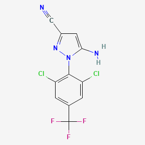 Chemical structure of 5-Amino-3-cyano-1-(2,6-dichloro-4-trifluoromethylphenyl)pyrazole