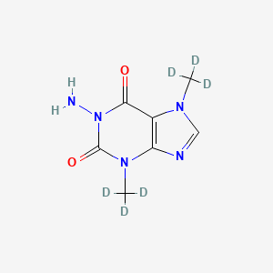 Chemical structure of 5-Amino-3,7-dimethyl Xanthine-d6