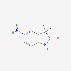 Chemical structure of 5-amino-3,3-dimethylindolin-2-one