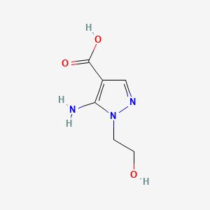 Chemical structure of 5-Amino-1-(2-hydroxyethyl)pyrazole-4-carboxylic Acid
