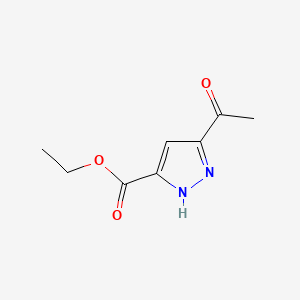 Chemical structure of 5-Acetyl-2H-Pyrazole-3-Carboxylic Acid Ethyl Ester