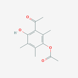 Chemical structure of 3-Acetyl-4-hydroxy-2,5,6-trimethylphenyl acetate