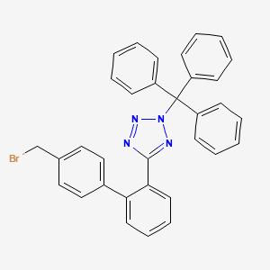 Chemical structure of 5-[4'-(Bromomethyl)-1,1'-biphenyl-2-yl]-2-triphenylmethyl-2H-tetrazole