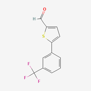 Chemical structure of 5-[3-(Trifluoromethyl)phenyl]thiophene-2-carbaldehyde