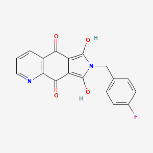 Chemical structure of 5,8-Dihydroxy-[6,7]-N-(4-fluorobenzyl)-succinimido-quinoline