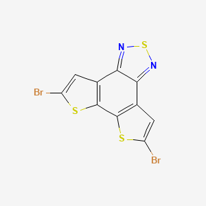 Chemical structure of 5,8-Dibromodithieno[3',2':3,4;2'',3'':5,6]benzo[1,2-c][1,2,5]thiadiazole