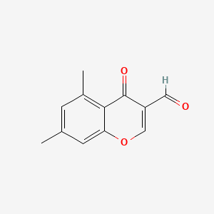 Chemical structure of 5,7-Dimethyl-4-oxo-4H-chromene-3-carbaldehyde