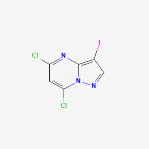 Chemical structure of 5,7-Dichloro-3-iodopyrazolo[1,5-a]pyrimidine