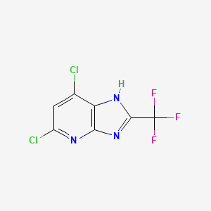Chemical structure of 5,7-Dichloro-2-(trifluoromethyl)-1H-imidazo[4,5-b]pyridine