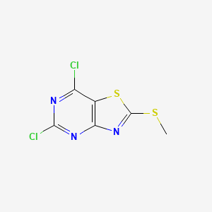Chemical structure of 5,7-Dichloro-2-(methylthio)thiazolo[4,5-d]pyrimidine