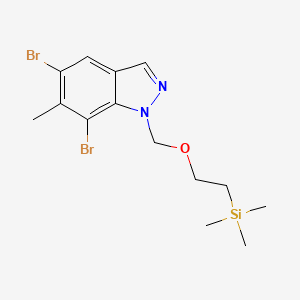 Chemical structure of 5,7-Dibromo-6-methyl-1-((2-(trimethylsilyl)ethoxy)methyl)-1H-indazole