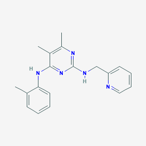 Chemical structure of 5,6-Dimethyl-N4-(2-methylphenyl)-N2-(pyridin-2-ylmethyl)pyrimidine-2,4-diamine
