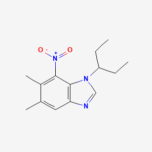 Chemical structure of 5,6-dimethyl-7-nitro-1-(pentan-3-yl)-1H-benzimidazole