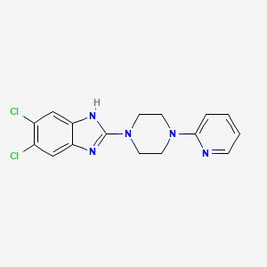 Chemical structure of 5,6-Dichloro-2-[4-(2-pyridinyl)-1-piperazinyl]-1H-benzimidazole