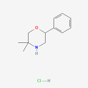 Chemical structure of 5,5-Dimethyl-2-phenylmorpholine hydrochloride