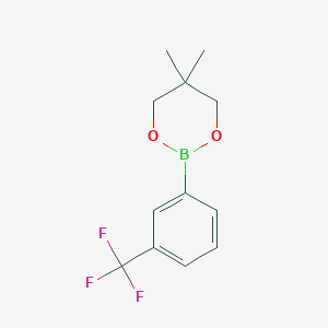Chemical structure of 5,5-dimethyl-2-[3-(trifluoromethyl)phenyl]-1,3,2-dioxaborinane