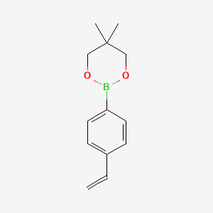Chemical structure of 5,5-Dimethyl-2-(4-vinylphenyl)-1,3,2-dioxaborinane