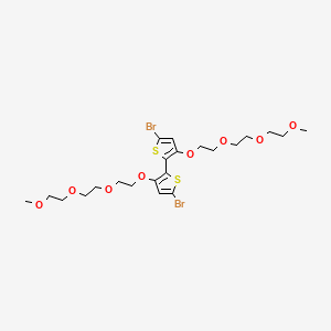 Chemical structure of 5,5'-Dibromo-3,3'-bis(2-(2-(2-methoxyethoxy)ethoxy)ethoxy)-2,2'-bithiophene