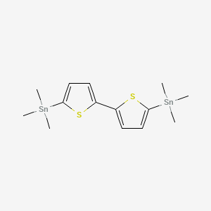 Chemical structure of 5,5′-Bis(trimethylstannyl)-2,2′-bithiophene
