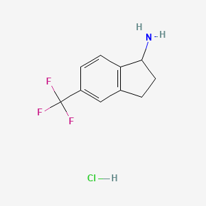 Chemical structure of 5-(Trifluoromethyl)-2,3-dihydro-1H-inden-1-amine hydrochloride