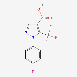 Chemical structure of 5-(trifluoromethyl)-1-(4-fluorophenyl)-1H-pyrazole-4-carboxylic acid