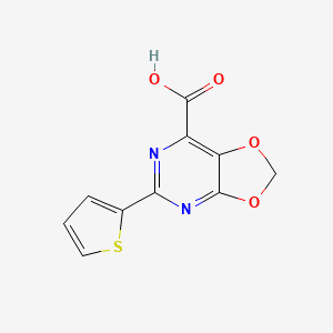 Chemical structure of 5-(thiophen-2-yl)-(1,3)dioxolo(4,5-d)pyriMidine-7-carboxylic acid