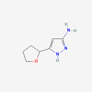 Chemical structure of 3-(oxolan-2-yl)-1H-pyrazol-5-amine