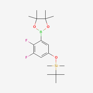 Chemical structure of 5-(t-Butyldimethylsilyloxy)-2,3-difluorophenylboronic acid, pinacol ester