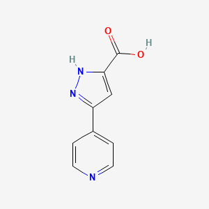 Chemical structure of 5-(pyridin-4-yl)-1H-pyrazole-3-carboxylic acid