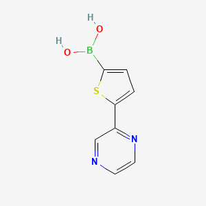 Chemical structure of 5-(Pyrazin-2-yl)thiophene-2-boronic acid