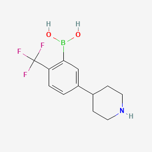 Chemical structure of 5-(Piperidin-4-yl)-2-trifluoromethylphenylboronic acid